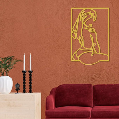 AGIOTA 3 Pcs Gold Wall Decor Metal Line Art for Living Room Wall Decor Above Bed Minimalist Decoration