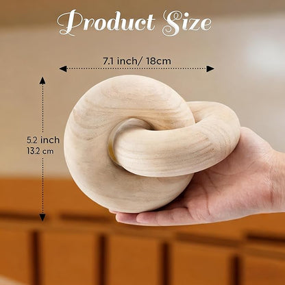 2-Link Wood Chain, Hand Carved Coffee Table Decoration, Boho Decor for Bedroom, Living Room,Shelf Entryway Table,Book Shelf (Natural)