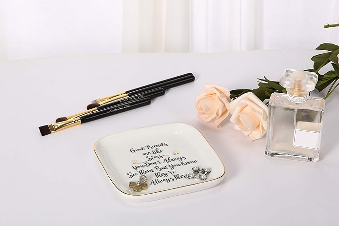 Scwhousi Ring Dish Jewelry Tray for Friend Mom Sister Maid of Honor,Birthday Mother's Day Christmas Gifts