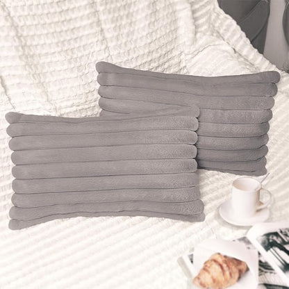 2 Pack 12x20 Pillow Cover Velvet Pillow Covers, Faux Fur Oblong Throw Pillow Covers for Living Room Decorations, Grey