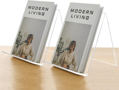 Acrylic Book Stand, Book Display Holder 8.5 x 11, Clear Acrylic Display Easel Transparent Display Stand Holder Tablet Holder for Album, CD, Magazine, Picture, Plate, Artworks, Phone, (2-PACK)