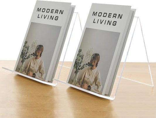 Acrylic Book Stand, Book Display Holder 8.5 x 11, Clear Acrylic Display Easel Transparent Display Stand Holder Tablet Holder for Album, CD, Magazine, Picture, Plate, Artworks, Phone, (2-PACK)