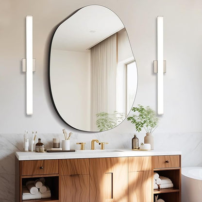 Bathroom Vanity Light Brushed Nickel Square LED 31.5 inch 24W 4000K Natural White Light Wall Bar Lighting Fixtures Over Mirror (Dimmable)