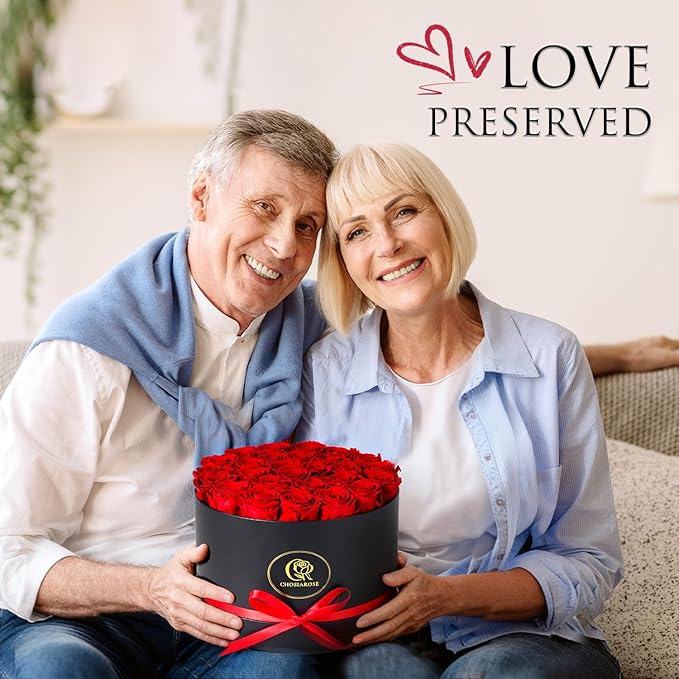 Flowers Forever Preserved Roses - 27 Preserved Flowers for Delivery Women Birthday Gifts for Mom Grandma Forever Flower in a Box Rose Gift for Her Wife Anniversary Valentines Gift for Women