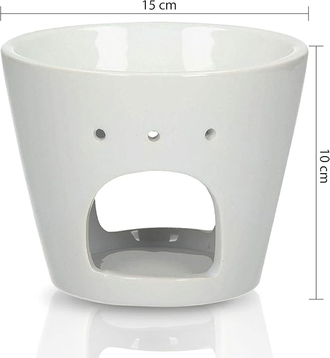 AROMATIKA - Oil Burner White - Large Ceramic Oil Burner - Best for Aromatherapy - Relaxation - Spa - Aroma Lamp - Aroma Burner (5.9 x 3.9 in) - 3 Candles Free