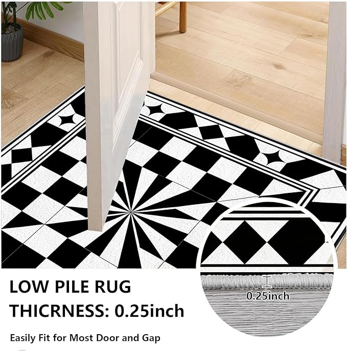 Black and White Checkered Rug, Checkered Rug, Modern Geometric Pattern Carpet, Retro Machine Washable Non Slip Area Rugs, Contemporary Rugs for Living Room/Bedroom 3x4