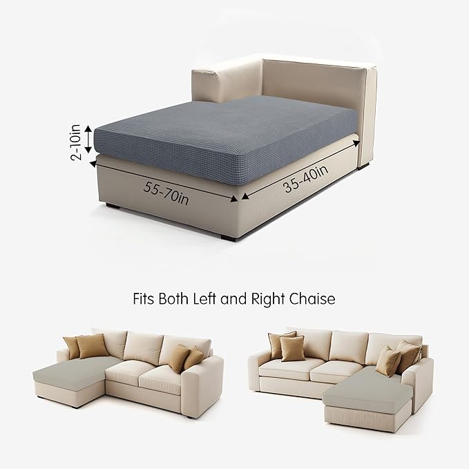 Hokway Stretch Chaise Cover Individual Couch Cushion Slipcovers Reversible Cushion Protector Slipcovers Sofa Cushion Protector Covers (Chaise Cover, Lightgrey)