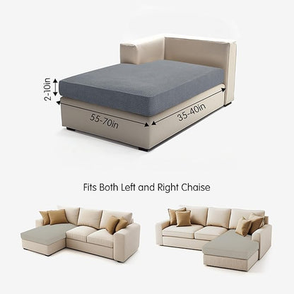 Hokway Stretch Chaise Cover Individual Couch Cushion Slipcovers Reversible Cushion Protector Slipcovers Sofa Cushion Protector Covers (Chaise Cover, Lightgrey)