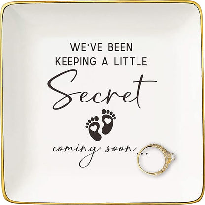NZY Baby Pregnancy Announcement Gifts-Promoted to Grandma,Aunt,Godmother-Baby Coming Soon-New Baby Reveal Gifts for Mom Sister Friends-Mothers Day Christmas Gift-Jewelry Tray Trinket Holder Ring Dish