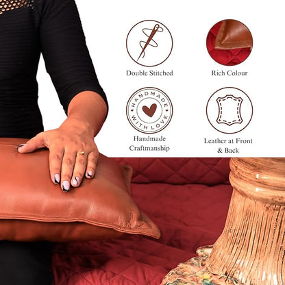 100% Lambskin Leather Pillow Cover - Sofa Cushion Case - Decorative Throw Covers for Living Room & Bedroom, 18x26 Inch - Mango Box Tan Antique Pack of 1