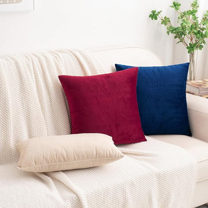 HWY 50 Navy Blue Velvet Rectangular Throw Pillow Covers 12x20 Inch, Pack of 2 Soft Cozy Solid Decorative Luxury Cushion Cases for Couch Sofa Bed Living Room Bedroom