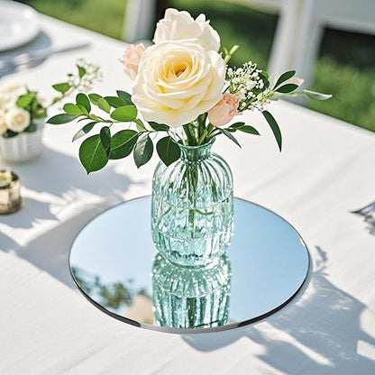 20 Pack Round Mirror Centerpieces for Tables, No Glass AcrylicCircle Mirror Table Centerpieces Mirror Tray Candle Plates for Wedding Table DecorationChristmas Home Decor (12inch)