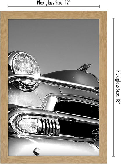 Americanflat 12x18 Poster Frame with Polished Plexiglass - Wide Picture Frames Made of Engineered Wood for Vertical or Horizontal Wall Display - Epic Collection - Pine