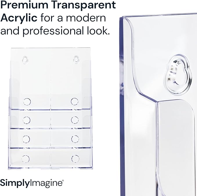 Acrylic Brochure Holder, 4 Tier Clear Literature - 8.5 x 11 inches, Pamphlet Holder, Wall Mount/Countertop Plastic Flyer Display Stand Organizer for Display Flyer, Booklet, Document