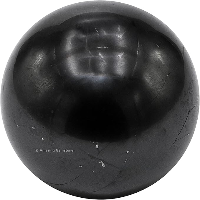 Amazing Gemstone Shungite Crystal Ball with Stand - 1.5 Inches Crystal Sphere Meditation Balls for Witchcraft and Decorative Balls