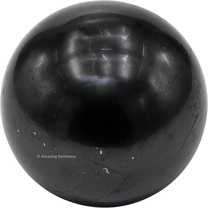 Amazing Gemstone Shungite Crystal Ball with Stand - 1.5 Inches Crystal Sphere Meditation Balls for Witchcraft and Decorative Balls