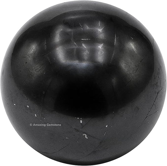 Amazing Gemstone Shungite Crystal Ball with Stand - 1.5 Inches Crystal Sphere Meditation Balls for Witchcraft and Decorative Balls