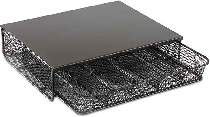 Safco Coffee and Sugar Organizer 3274BL Hospitality Tray, Home, Office, & Hotel, 1 Drawer, Black, 12"W x 11"D x 3 ¼"H