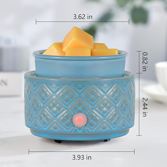 Wax Melt Warmer for Scented Wax,3-in-1Ceramic Wax Warmer Fragrances Candle Oils, Home Fragrance Burner,Electric Candle Warmer Perfect Christmas Gifts for Mom Women(Blue)