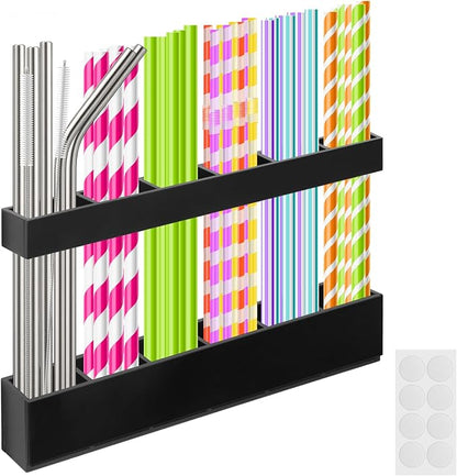 Cabinet Straw Holder,Acrylic Straw Organizer,Straws Dispense for Kitchen Counter and Cabinet Door (black)