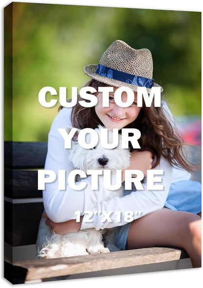 YYYYHPP Canvas Prints with Your Photos, Personalized Photo to Canvas Wall Art,Canvas Printing for Wedding, Family, Baby, Pets, Home Office Decor, Wrapped Frame 12"x18"