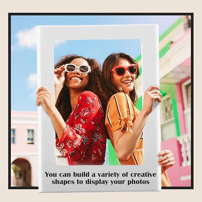 Epakh 20 Packs Magnetic Photo Picture Frame Cute Mini Table Photo Frame Holder 3 Inches Plastic Colorful Picture Display for Fridge Office (Gray)