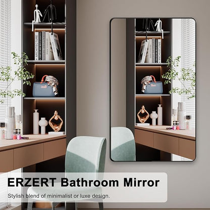 Bathroom Mirrors for Over Sink,55x30Inch Vanity Mirrors for Wall,Black Metal Frame Rectangle Mirrors for Bathroom Farmhouse,Restroom,Hangs Horizontally or Vertically