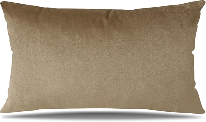 Artscope Luxury Velvet Pillow Covers Decorative Rectangle Pillowcases Soft Solid Cushion Cases for Couch Sofa Bedroom Car Decor 12x20 Inch Golden Brown