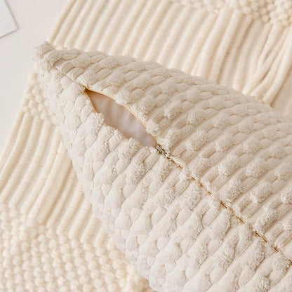 Kevin Textile 12x20 Inch Pillow Cover 1 Pack Boho Decorative Soft Striped Corduroy Lumbar Farmhouse Solid Color Accent Rectangle Cushion Case for Living Room Couch Sofa Bed, Cream White