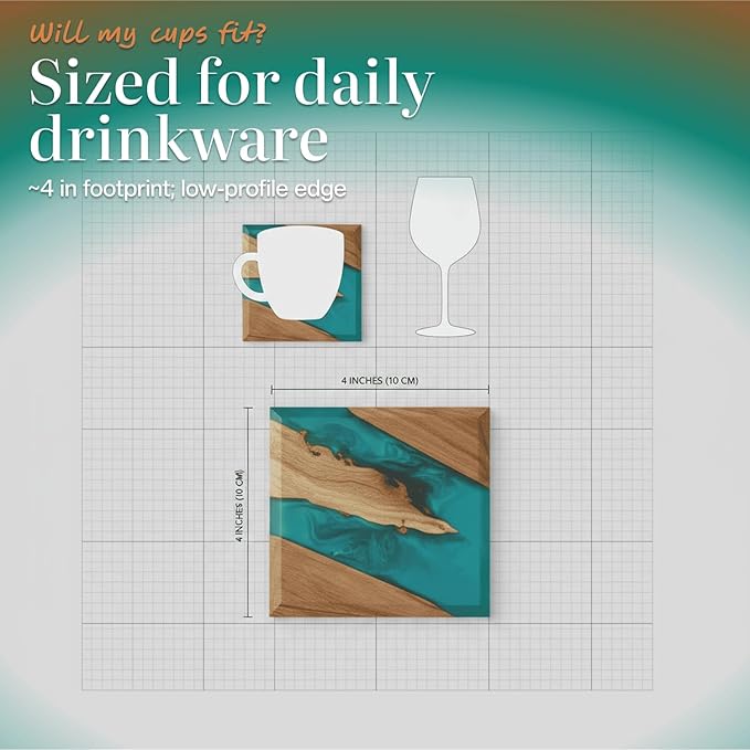 Beautiful Epoxy Resin and Wood Coaster Set - Ideal for Tabletop Protection -Enhance Your Coffee Table Decor - (Raw Edge)