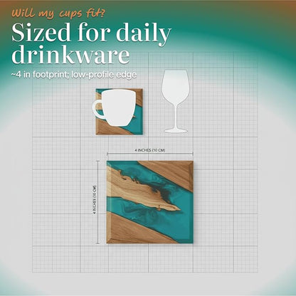 Beautiful Epoxy Resin and Wood Coaster Set - Ideal for Tabletop Protection -Enhance Your Coffee Table Decor - (Raw Edge)
