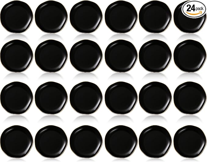 Shappy 24 Pcs Christmas Ceramic Jewelry Tray Gift 4.5 Ring Dish Bulk Decorative Trinket Dish for Birthdays Gift (Black)