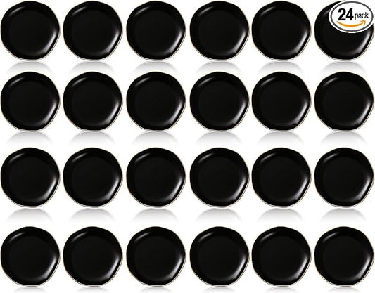 Shappy 24 Pcs Christmas Ceramic Jewelry Tray Gift 4.5 Ring Dish Bulk Decorative Trinket Dish for Birthdays Gift (Black)
