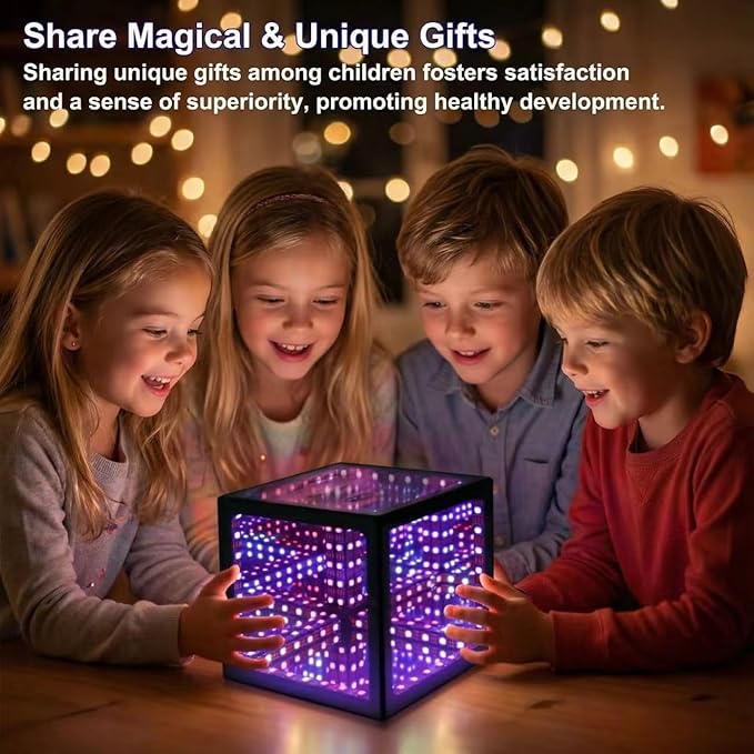 Infinity Hyper Cube LED Table Lamp - Infinity mirror light with 100+ Patterns, Music Sync, App Control, infinite cube night lights for Gaming,party,living room,bedroom, light display and more(7Inches)