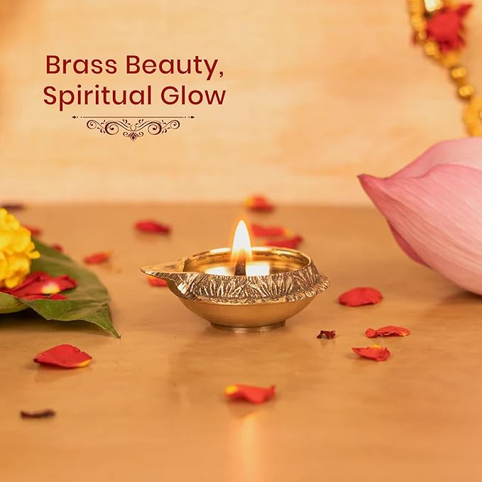 Shubhkart Premium Brass Kuber Deep Diya Set of 6 – Handcrafted Oil Lamps for Home Temple Décor, Yoga, Festive Rituals, Wedding Ceremonies & Spiritual Gifting with Elegant Brass Shine & Classic Design
