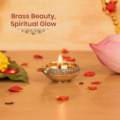 Shubhkart Premium Brass Kuber Deep Diya Set of 6 – Handcrafted Oil Lamps for Home Temple Décor, Yoga, Festive Rituals, Wedding Ceremonies & Spiritual Gifting with Elegant Brass Shine & Classic Design