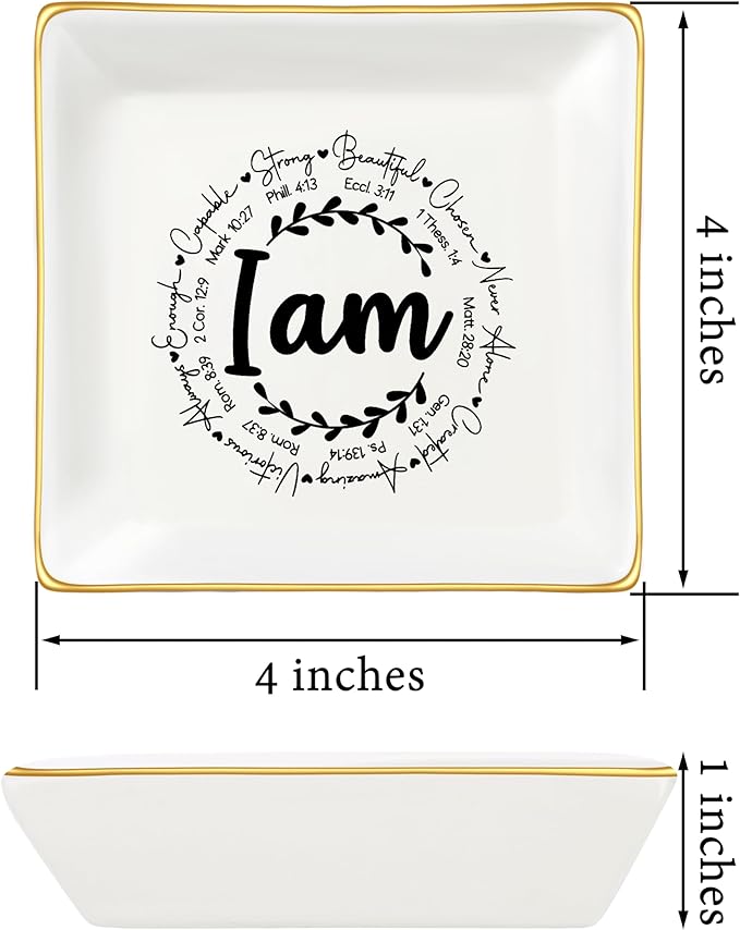 JoycuFF Christian Gifts for Women Religious Spiritual Gifts Jewelry Dish Gifts for Womens Easter Gifts for Girls Women Teens Inspirational Catholic Communion Confirmation Gifts