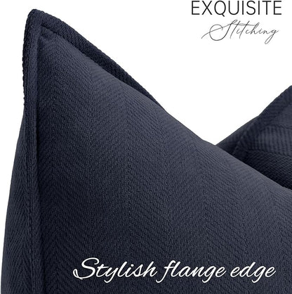ZWJD Navy Pillow Covers 16x16 Set of 2 Chenille Throw Pillow Covers with Elegant Design Soft and Luxurious Decorative Throw Pillows for Couch, Bed, and Home Decor