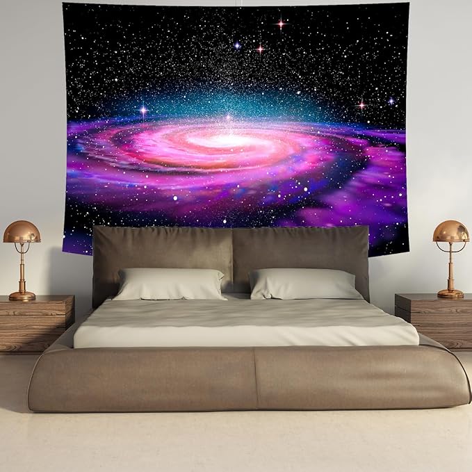 Delur Galaxy Tapestry Planet Universe Starry Sky Wall Hanging Tapestry Cosmic Outer Space Abstract Psychedelic Nebula Headboard for Bedroom Living Room Home Decor (51.2" x 59.1")