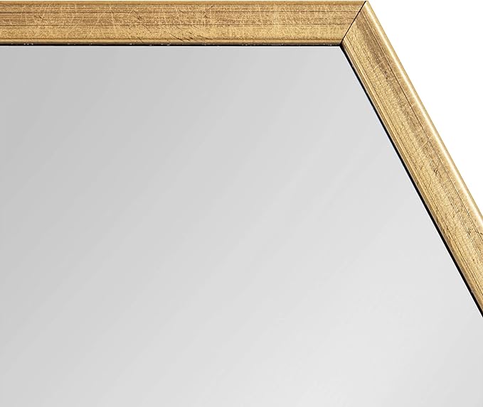 Kate and Laurel Rhodes Modern Hexagon Wall Mirror, 24" x 36", Gold, Chic Geometric Wall Mirror