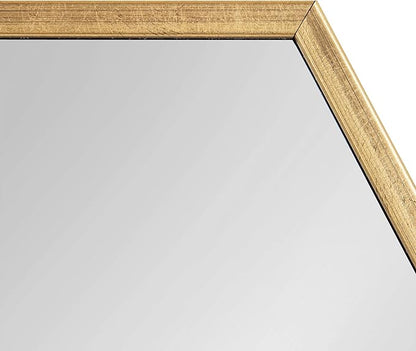 Kate and Laurel Rhodes Modern Hexagon Wall Mirror, 24" x 36", Gold, Chic Geometric Wall Mirror