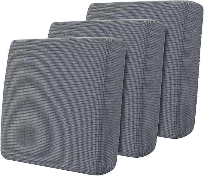 Hokway Stretch Couch Cushion Covers, 3 Piece Individual Sofa Cushion Slipcovers，Jacquard Sofa Seat Slipcover Set, Non-Slip Protector for Cushion (LightGray,Small-3PC)