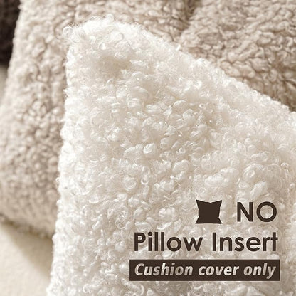 Foindtower 2 Pieces 22x22 Inch White, Faux Fur Throw Pillow Cover Accent Sherpa Pillow Fuzzy Soft Pillowcases Sheepskin Decorative Fleece Cushion Case for Bed Couch Living Room