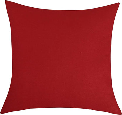 TangDepot Handmade Decorative Solid 100% Cotton Canvas Throw Pillow Covers/Pillow Shams, (18"x18", Deep Red)