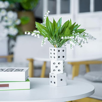 Ceramic Dice Vase - Unique Decor for Dried Flowers, Rose, Pampas Grass - Stunning Design for Any Modern Space for Inspiring Smiles