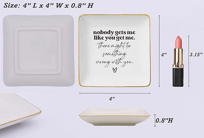 NZY Funny Gifts for Best Friend-Nobody Gets Me Like You-Thank You Wedding Graduation Birthday Farewell Christmas for Best Friends,Bff,Bestie,Sister-Jewelry Tray Trinket Holder Ring Dish