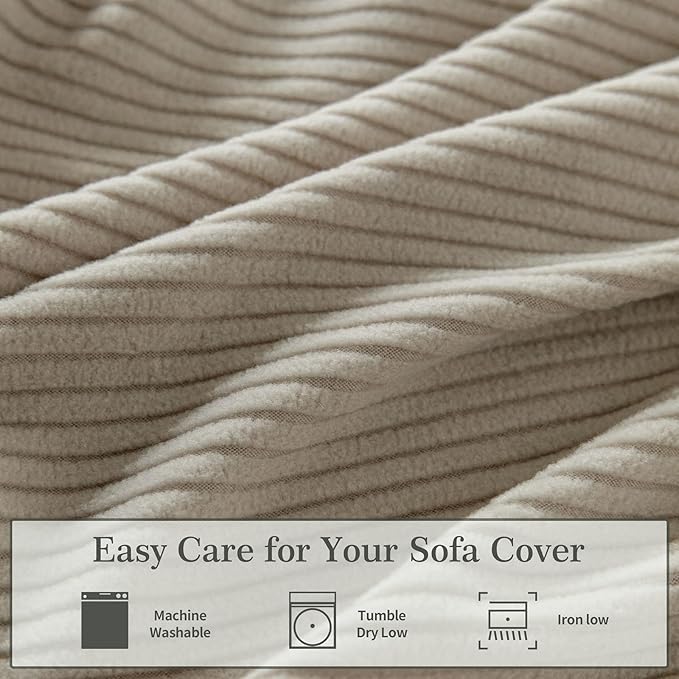 Sectional Couch Covers, Wear Resistant Stretch Sofa Covers Washable Soft Couch Cushion Covers Anti Slip Furniture Protector Sofa Slipcovers for Pets (1 Piece Chair Cover, Light Brown)