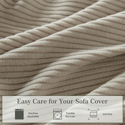 Sectional Couch Covers, Wear Resistant Stretch Sofa Covers Washable Soft Couch Cushion Covers Anti Slip Furniture Protector Sofa Slipcovers for Pets (2 Pieces 2 Seaters Cover, Light Brown)