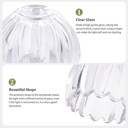 Tulip Lamp Shades Replacement, 5" Dia. * 4.25" H，0.394” Top Hole Clear Glass Sconce Shade Heavy and Thick for Table Lamp, 2 Pack