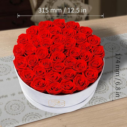 Gifts for Women Preserved Roses Flower Box, Luxury Velvet Box with 40 Roses, Preserved Flowers, Romantic Gift for Her, Wife, Girlfriend, Birthday Anniversary Christmas (Red)